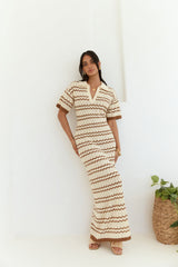Maxikleid aus Strick "Cobble Stone" Creme