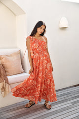 Sweet Melody One-Shoulder Maxikleid Orange
