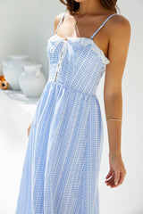 Lyra Gingham Maxikleid Blau