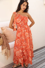 Sweet Melody One-Shoulder Maxikleid Orange