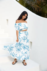 Island Whisper Carmen-Crop-Top Blau