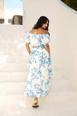 Island Whisper Carmen-Crop-Top Blau