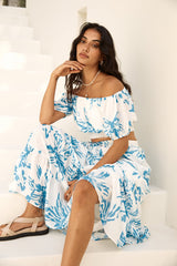 Island Whisper Carmen-Crop-Top Blau