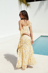 Sommerblüten Maxikleid Gelb