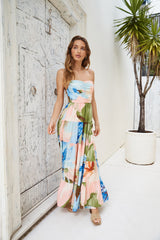 Frangipani-Baum Maxi-Kleid Multi