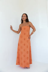 Herzen zu Herzen trägerloses Maxikleid Orange