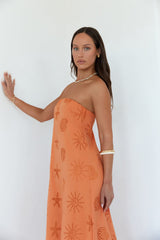 Herzen zu Herzen trägerloses Maxikleid Orange