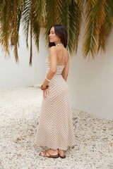 Salvadore trägerloses Maxikleid Braun