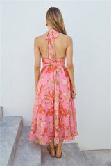Harriette Neckholder Maxikleid Pink