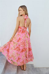 Harriette Neckholder Maxikleid Rosa