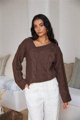 SNDYS Ana Zopfmusterpullover Mokka