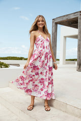 Herzausschnitt Neckholder Maxikleid Pink