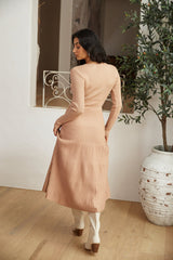 Flourishing Love Midikleid Braun