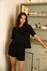 Strick-Set „Frühstück im Bett“ Schwarz