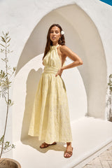 Fly Away Neckholder Maxikleid Gelb
