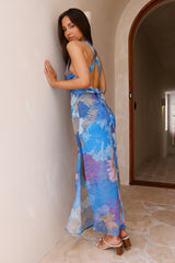 Tropical Retreat Neckholder Maxikleid Blau