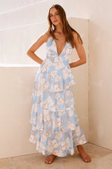 Maxikleid Ocean Trails Satin Blau