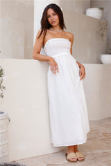 Trägerloses Maxikleid „Island Time“ in Weiß