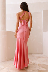 Camilla Satin One-Shoulder Maxikleid Pink