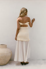 Liebes Valentine trägerloses Maxikleid Creme
