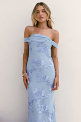 Day After Day schulterfreies Maxikleid Blau
