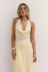 Dancing Skies Mesh Neckholder Maxikleid Gelb