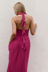 Sea Glass Nights Neckholder Maxikleid Fuchsia