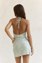 Chasing Truth Neckholder-Minikleid aus Mesh Salbei