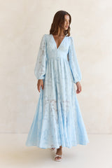 Maxikleid "Time Floats By" Langarm Blau