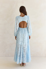 Zeit vergeht Langarm Maxikleid Blau