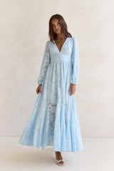 Maxikleid "Time Floats By" Langarm Blau