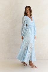 Maxikleid "Time Floats By" Langarm Blau