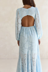 Maxikleid "Time Floats By" Langarm Blau
