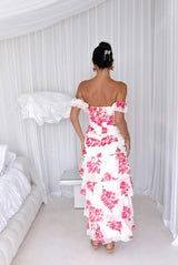 Rosella schulterfreies Maxi-Kleid in Pink