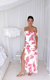 Rosella schulterfreies Maxi-Kleid in Pink