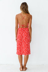 Warten auf den Frühling Midi-Kleid Rot