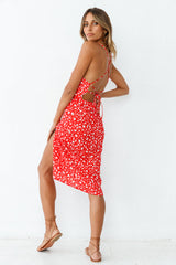 Warten auf den Frühling Midi-Kleid Rot