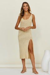 SNDYS Breeze Strick-Midikleid Sand
