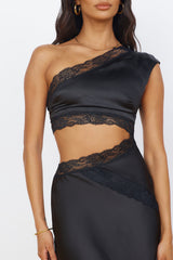 Limitless Love Satin-Maxikleid Schwarz