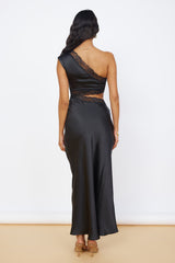 Limitless Love Satin-Maxikleid Schwarz