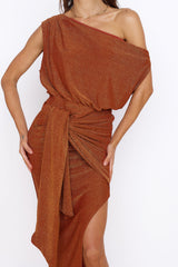Midikleid Gewitter Braun
