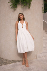 High Tide Neckholder-Midikleid Weiß