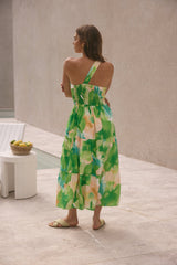 Maxikleid „Pure Satisfaction“ mit einem Ärmel in Grün