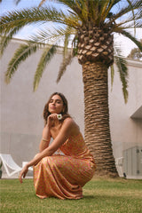 FORTUNATE ONE Florence Satinkleid Maxi Orange