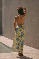 Sunset Skies Neckholder Maxikleid Gelb