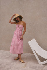 Pure Satisfaction One-Shoulder-Maxikleid Rosa