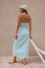 Freigeistliches Neckholder-Maxikleid Blau