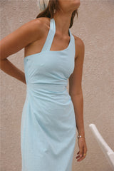 Freigeistliches Neckholder-Maxikleid Blau