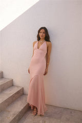 Rosetta Neckholder-Maxikleid Pink
