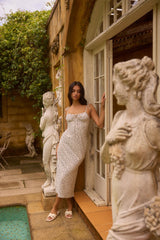 Sweet Serenity geblümtes Midikleid Creme